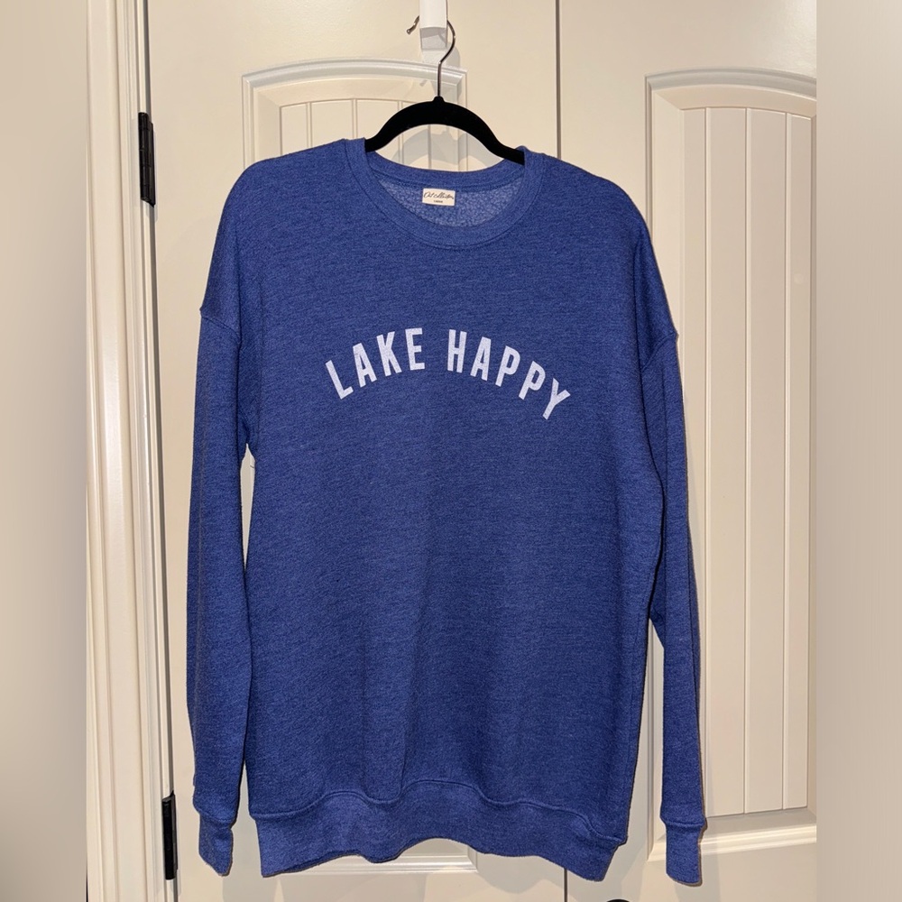 Royal Blue “LAKE HAPPY” Sweatshirt- Large